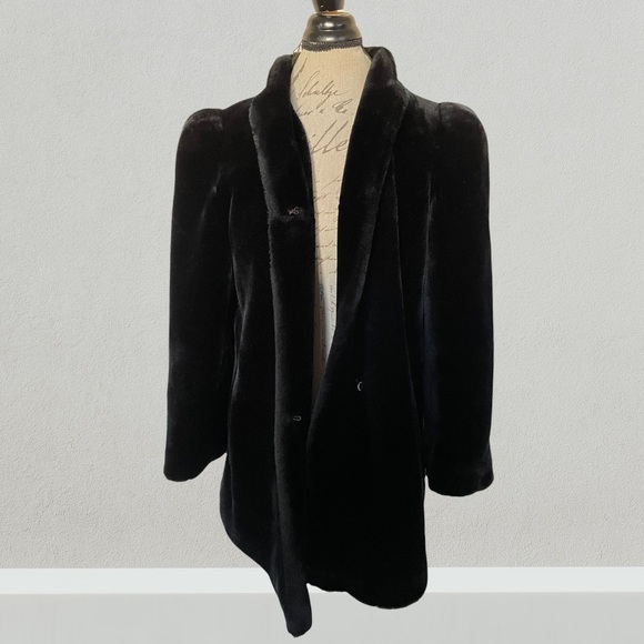 Vintage black faux fur coat - Picture 1 of 9
